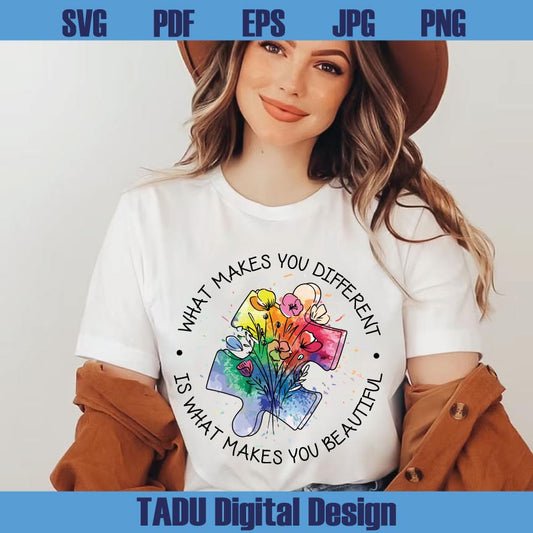 What Make You Different Make You Beautiful Autism Puzzle Png