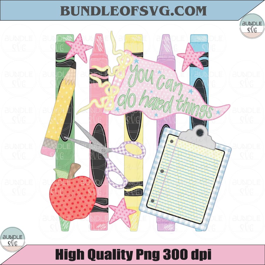 You Can Do Hard Things PNG Girly Stripes Trendy Back to School Png