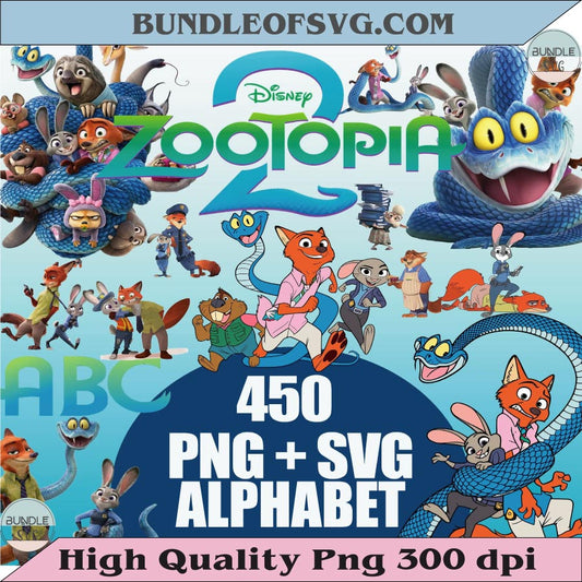 Zootopia Clipart PNG Bundle Layered SVG Zootopia Font Alphabet Png