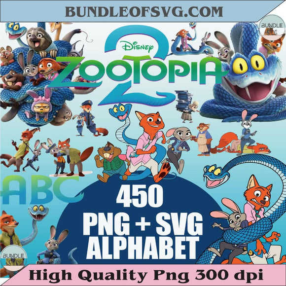 Zootopia Clipart PNG Bundle Layered SVG Zootopia Font Alphabet Png