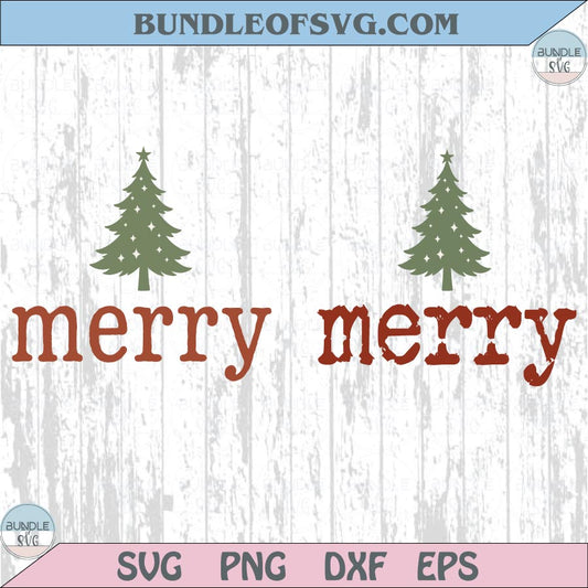 Retro Merry Christmas Tree Svg Hand-Drawn Vinatage Typewriter Font