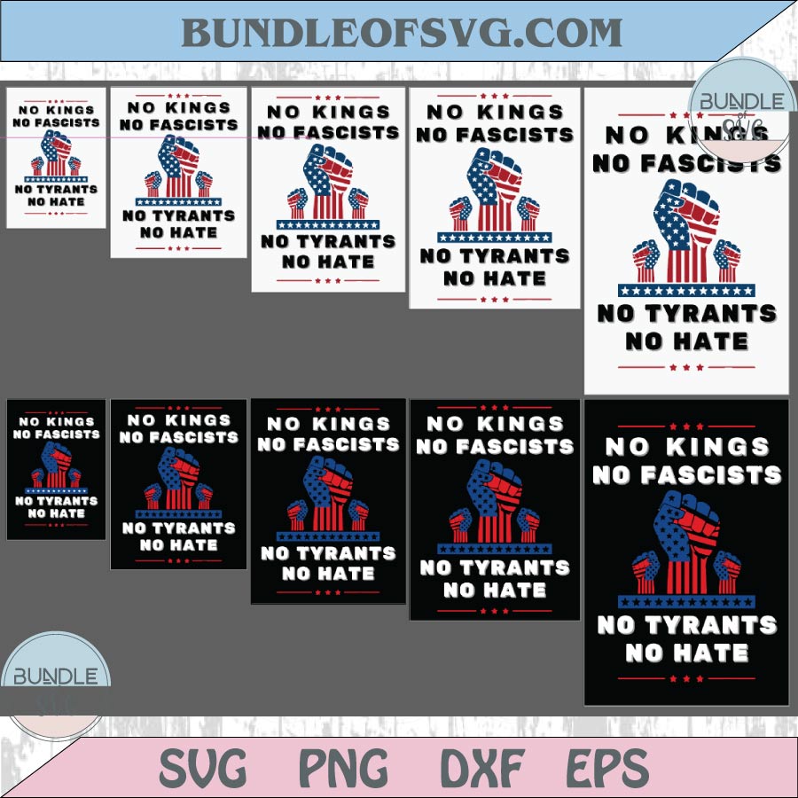 No Kings No Fascists Svg Anti Trump Png Protest Poster For March