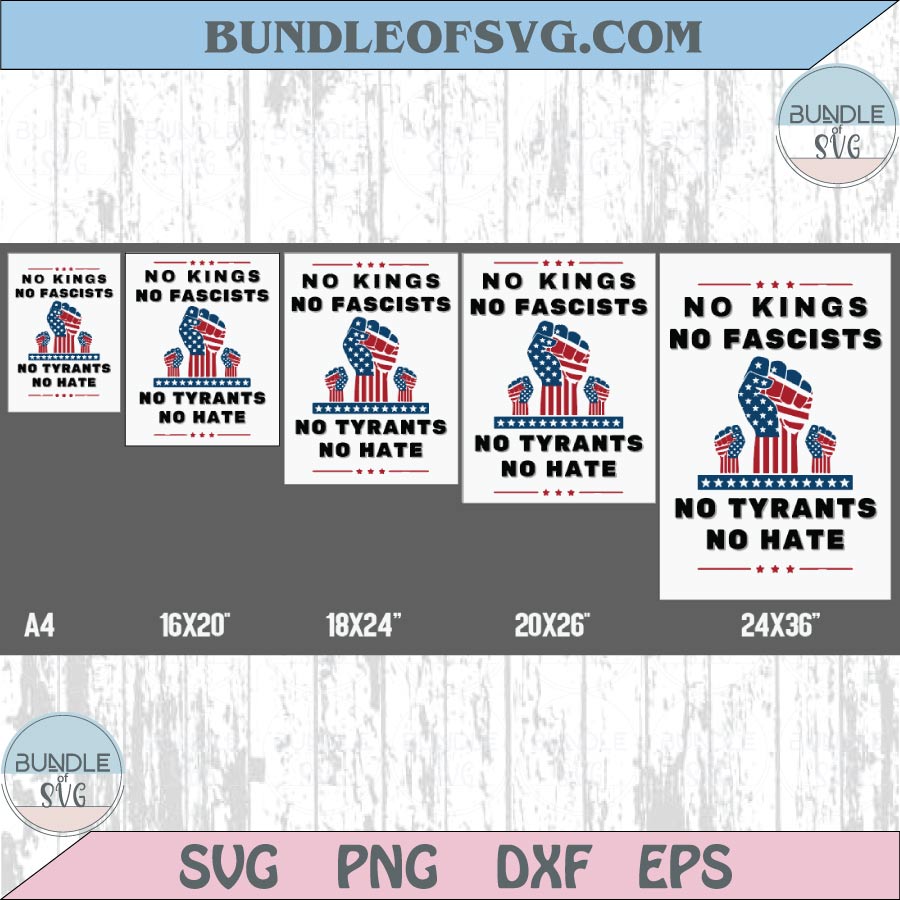 No Kings No Fascists Svg Anti Trump Png Protest Poster For March