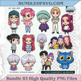 Kpop Demon Hunters Chibi Png Clipart Bundle Cute Kawaii Kpop Png