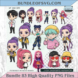 Kpop Demon Hunters Chibi Png Clipart Bundle Cute Kawaii Kpop Png