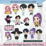 Kpop Demon Hunters Chibi Png Clipart Bundle Cute Kawaii Kpop Png