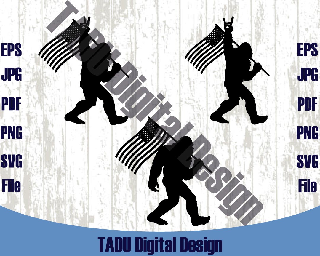 Bigfoot American Flag Svg Sasquatch Png Usa Big Foot Svg Yeti Dxf - BundleofSVG