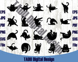 Yoga Cats Svg Bundle Black Cat Yoga Poses Png Pose Cat Yoga Svg