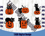 Black Cat and Pumpkin Svg Cute Cats Halloween Png Pumpkin Cat Svg