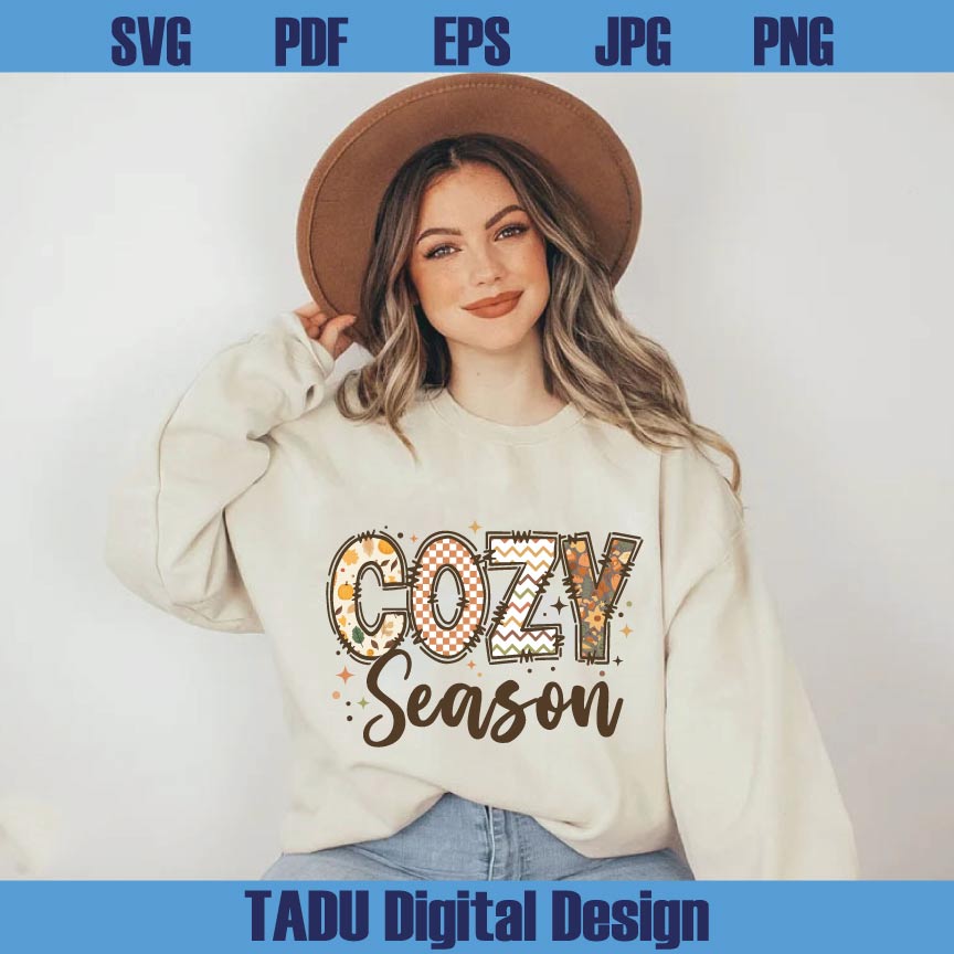 Cozy Season Png Retro Fall Doodle Svg Floral Checker Autumn Png