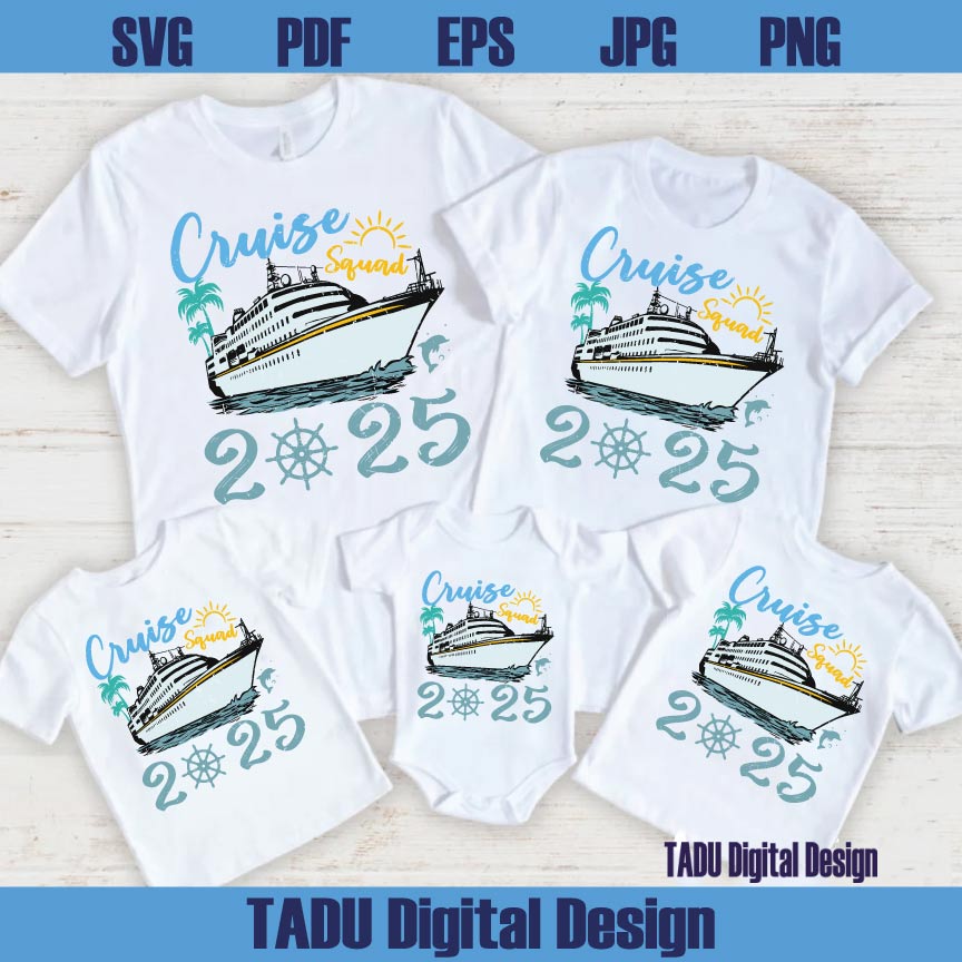 Custom Name Family Cruise Squad 2025 Svg Ship Family Vacation Png