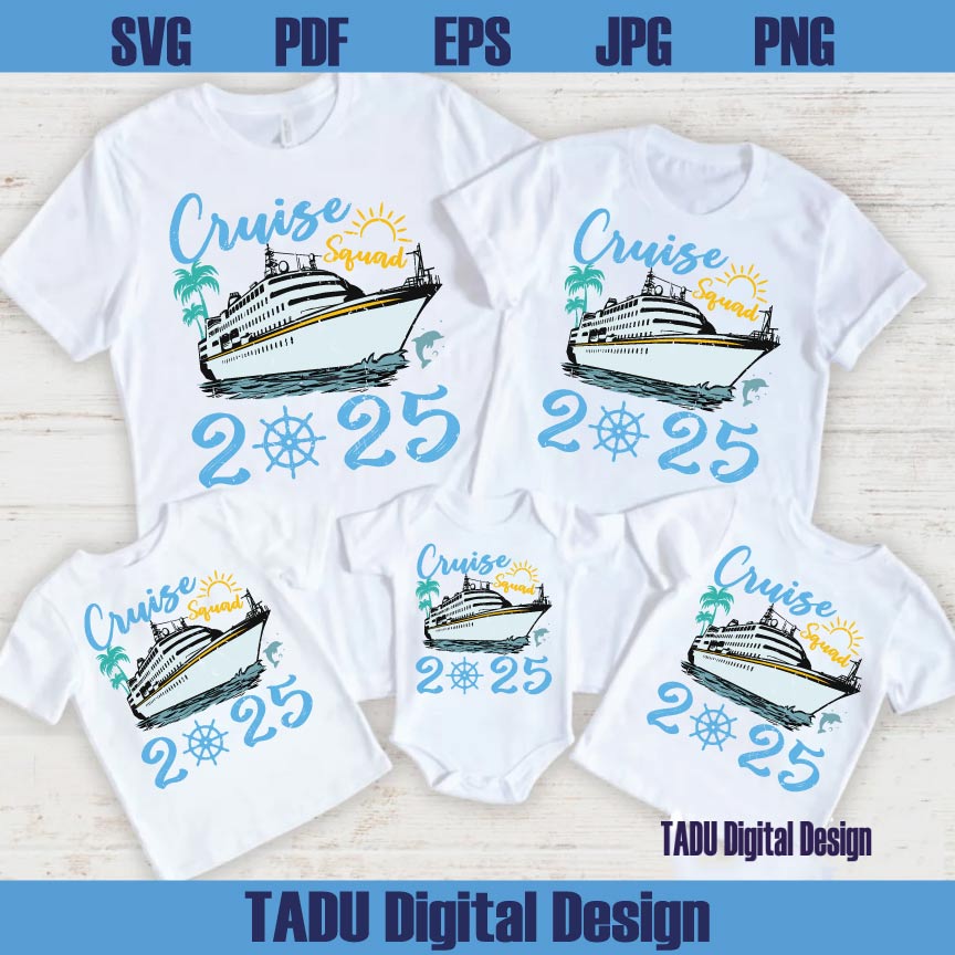 Custom Name Family Cruise Squad 2025 Svg Ship Family Vacation Png