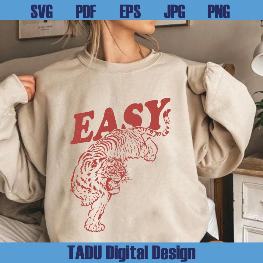 Easy Tiger Svg Retro Graphic Png Hippie Svg Trendy Svg Indie Png Svg Dxf Eps Files