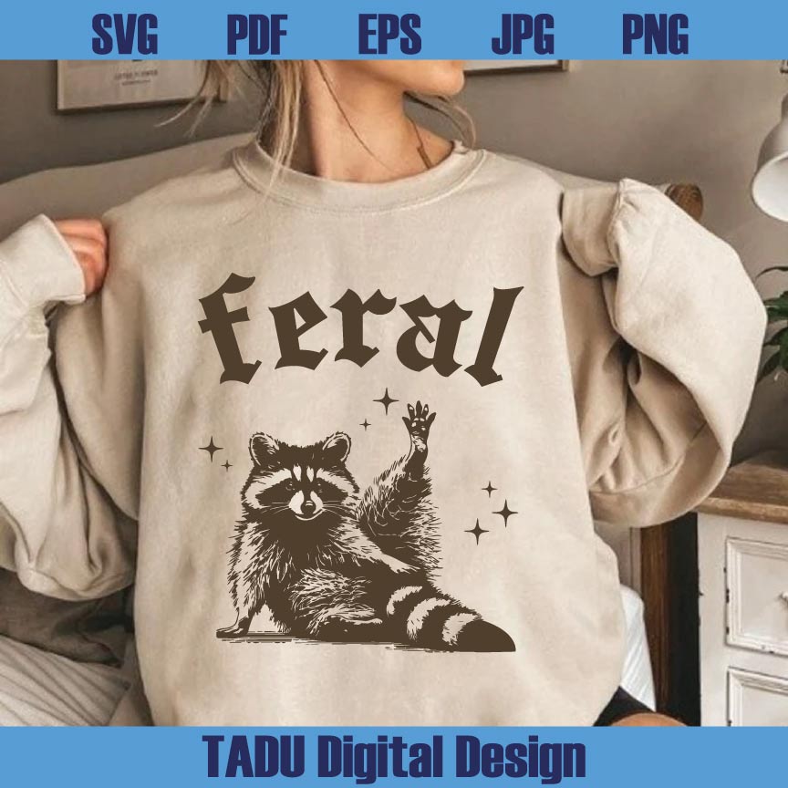 Feral Svg Vintage 90s Racoon Feral Png Retro Funny Y2k Meme Png