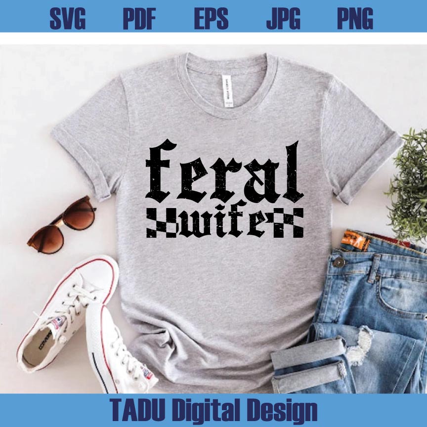 Feral Wife Checkered Png Trendy Feral Wife Trucker Hat Patch Svg