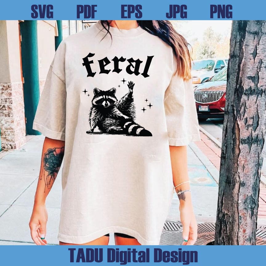 Feral Svg Vintage 90s Racoon Feral Png Retro Funny Y2k Meme Png