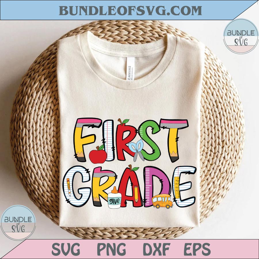 First Grade Png Back To School Svg Student Doodle Teacher Png