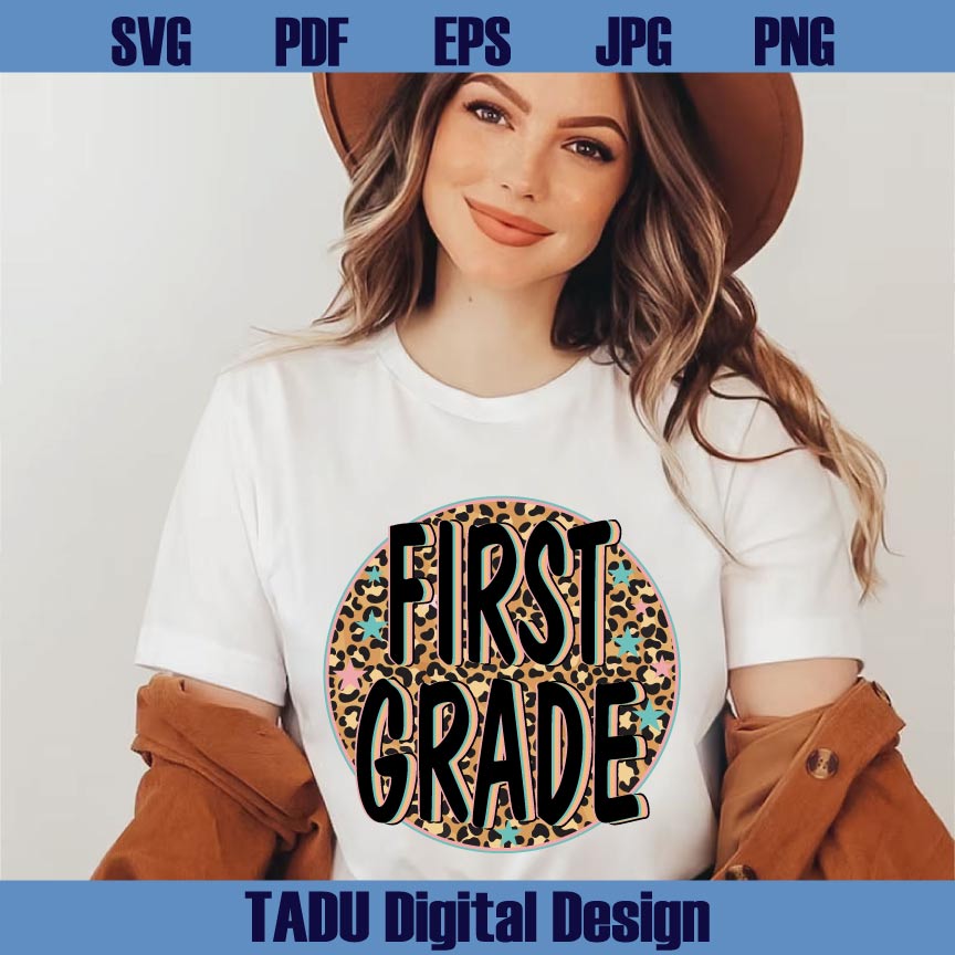 Groovy Leopard First Grade Svg Back To School Svg Teacher Svg Png