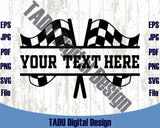Split Name Frame Crossed Racing Flags Svg Racing Personalized Png