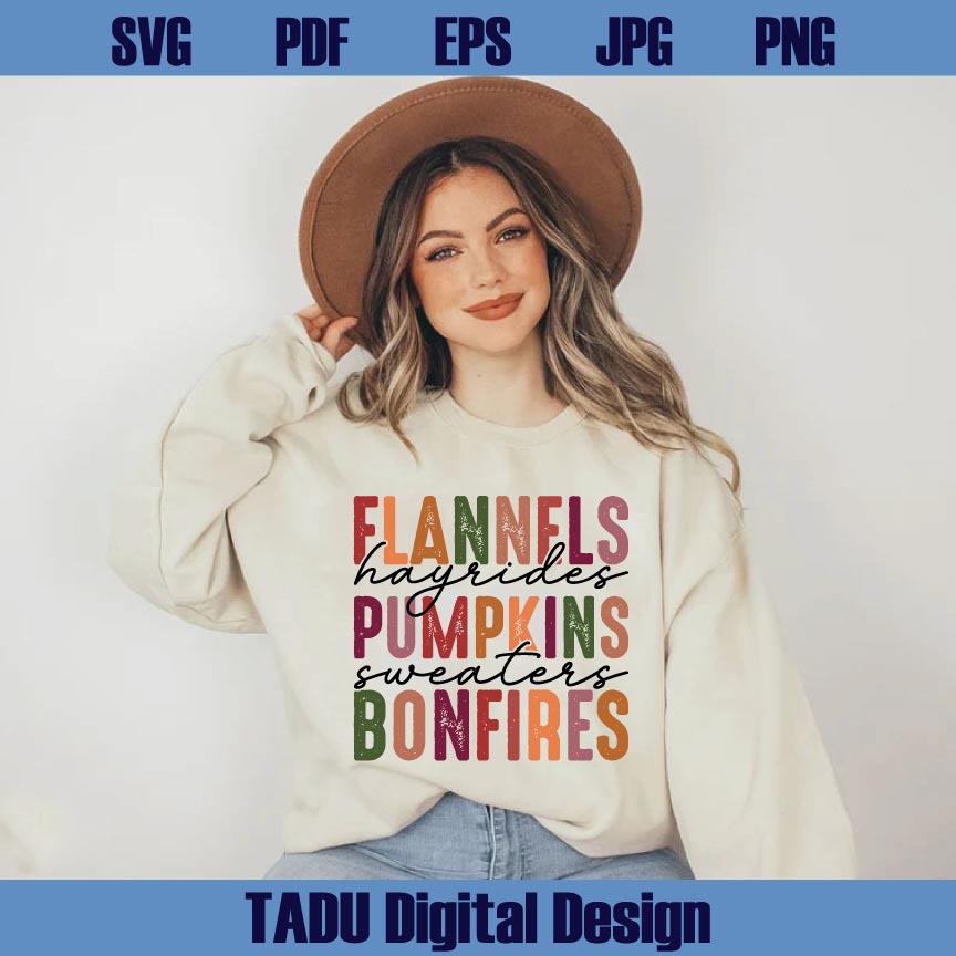 Flannels Hayrides Pumpkins Sweaters Bonfires Png Fall Svg Autumn