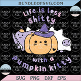 Life is Less Shitty with a Pumpkin Kitty Svg Trendy Halloween Png