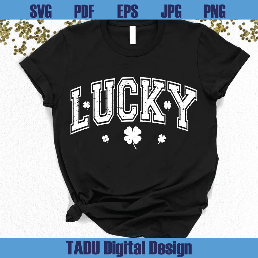 Lucky Varsity Svg Retro St Patrick's Day Png Shamrock Lucky Png - BundleofSVG