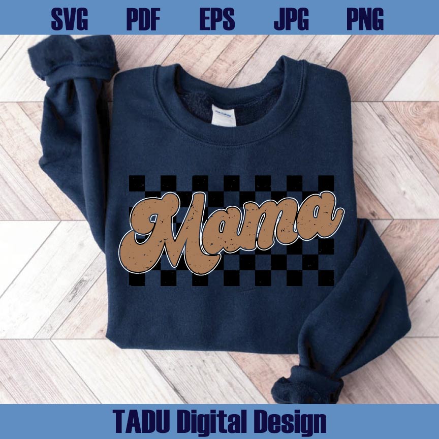 Distressed Vintage Checkered Mama Png Grunge Checkered Mama