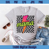 Neon Lightning Bolt Checkered Mama Png Lime Green Mom Life Png