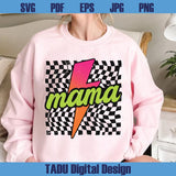 Neon Lightning Bolt Checkered Mama Png Lime Green Mom Life Png