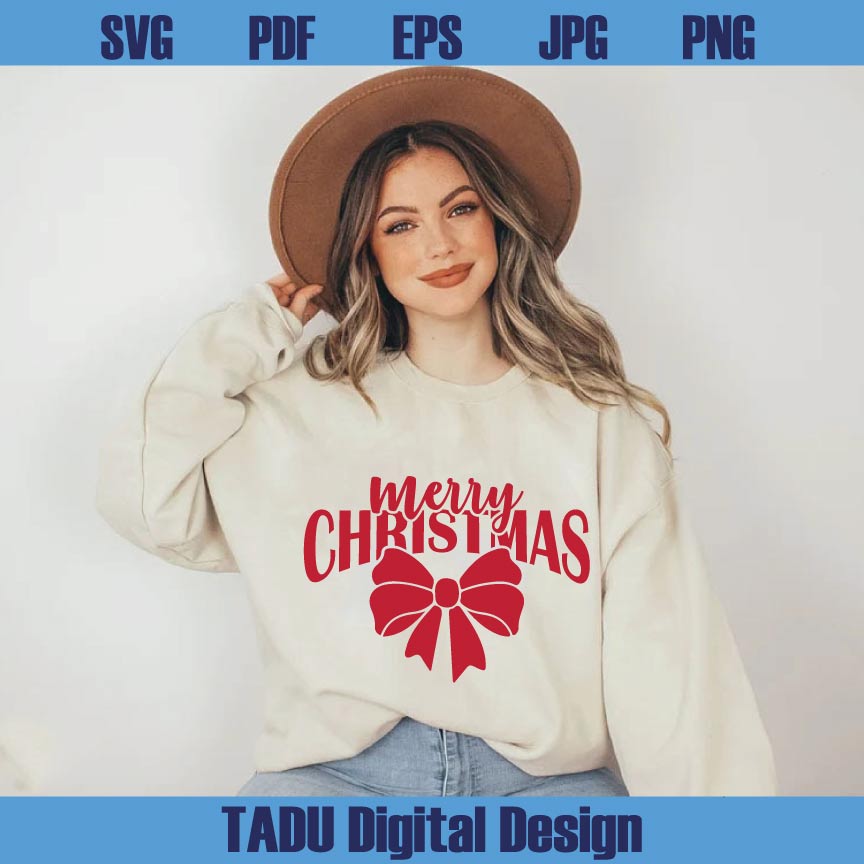 Merry Christmas Svg Coquette Bow Merry Christmas Svg Cutting