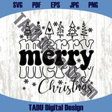 Merry Christmas Trees Svg Hand Drawn Stacked Merry Christmas Svg