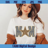 Leopard Star Mom Png Checkered Gold Glitter Sequin Faux Mom Png