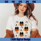 Ghost Pumpkin Black Bows Lace Png Cute Halloween Png Trendy Boo