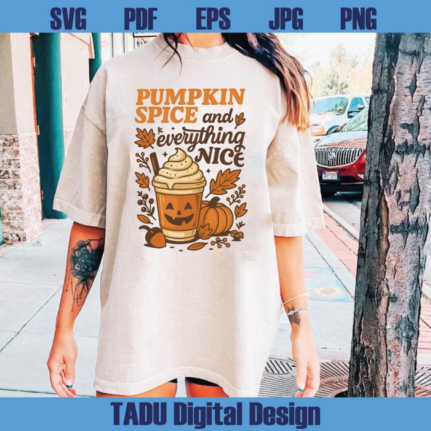 Pumpkin Spice and Everything Nice Png Fall Coffee Pumpkin Latte Png
