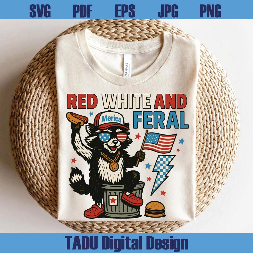 Funny 4th Of July Png Red White And Feral Png Hotdog Raccoon Png Svg Dxf Eps Files
