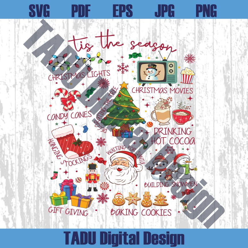 Tis The Season Christmas Png Festive Png Retro Xmas Png