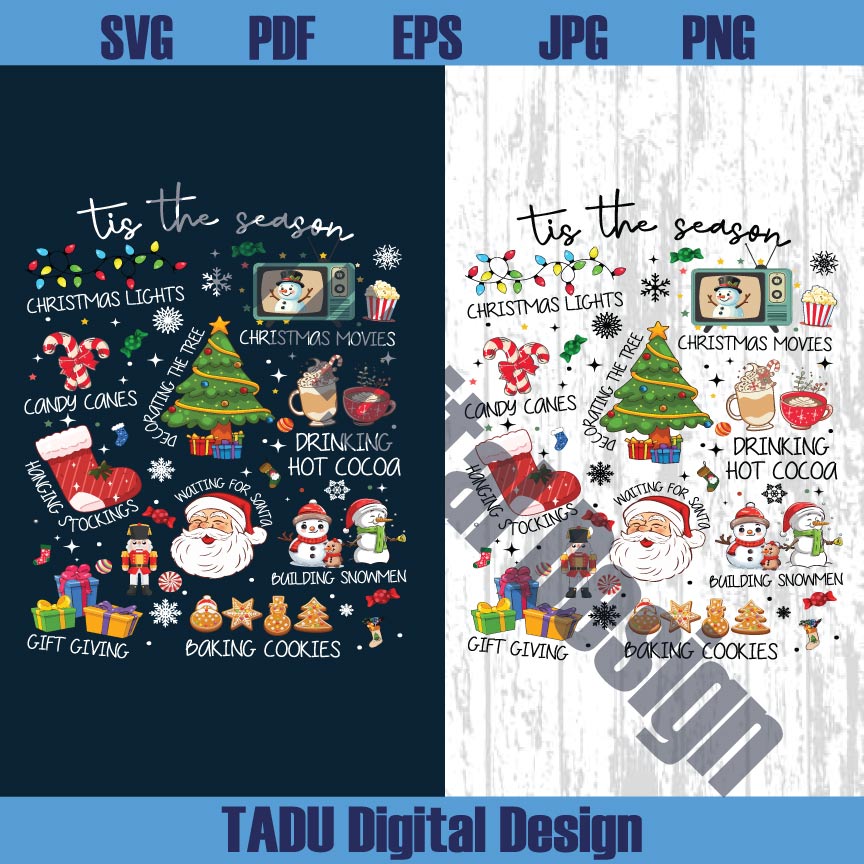 Tis The Season Christmas Png Festive Png Retro Xmas Png