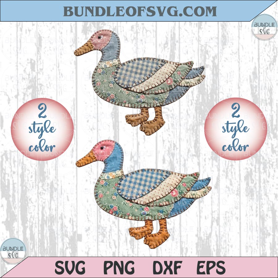 Vintage Mallard Faux Patchwork Duck Png Thrifting Spring Png - BundleofSVG