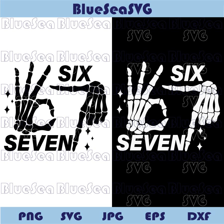Funny Halloween Six Seven 6 7 Meme Svg Skeleton Hands 6-7 Svg Png - BundleofSVG