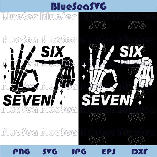 Funny Halloween Six Seven 6 7 Meme Svg Skeleton Hands 6-7 Svg Png - BundleofSVG