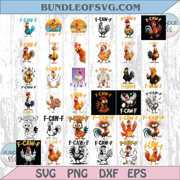 Bundle F-Caw-F Chicken Png Set Funny Rooster f Caw f Png Trendy