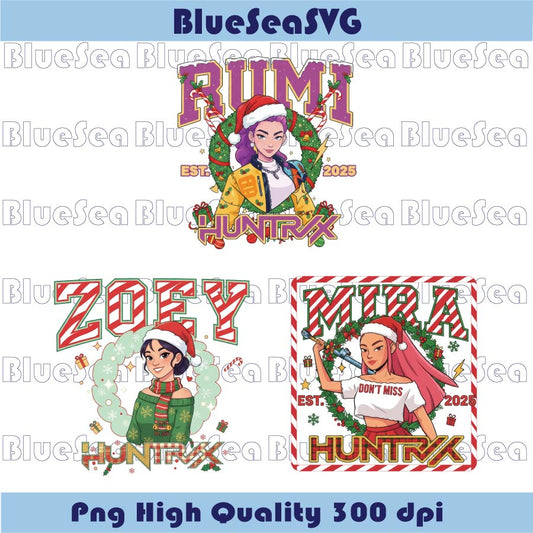 Rumi Mira Zoey Huntrix Christmas Png Demon Hunters Huntrix Png - BundleofSVG
