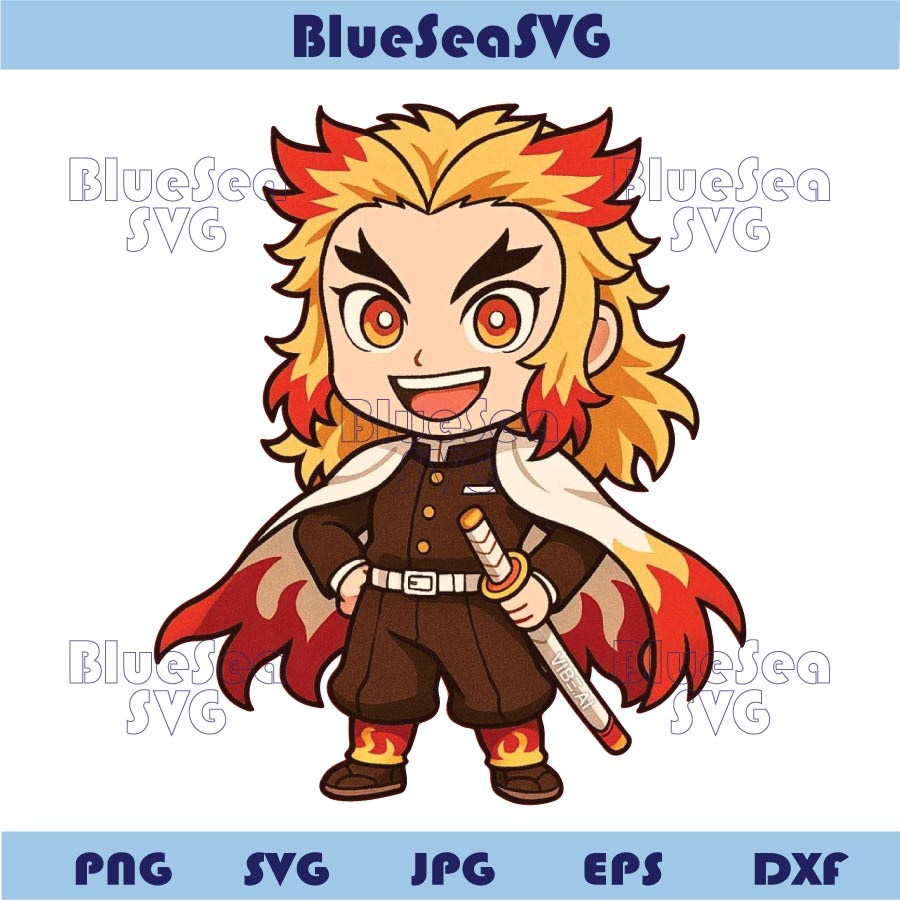 Bundle Chibi Characters Demon Slayer Png Cute Anime Lover Png Set - Blue Sea Svg