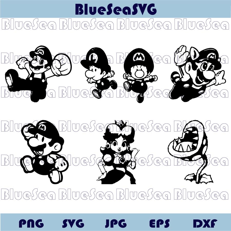 Super Mario SVG Bundle Super Mario Png Super Mario Silhouette - Blue Sea Svg