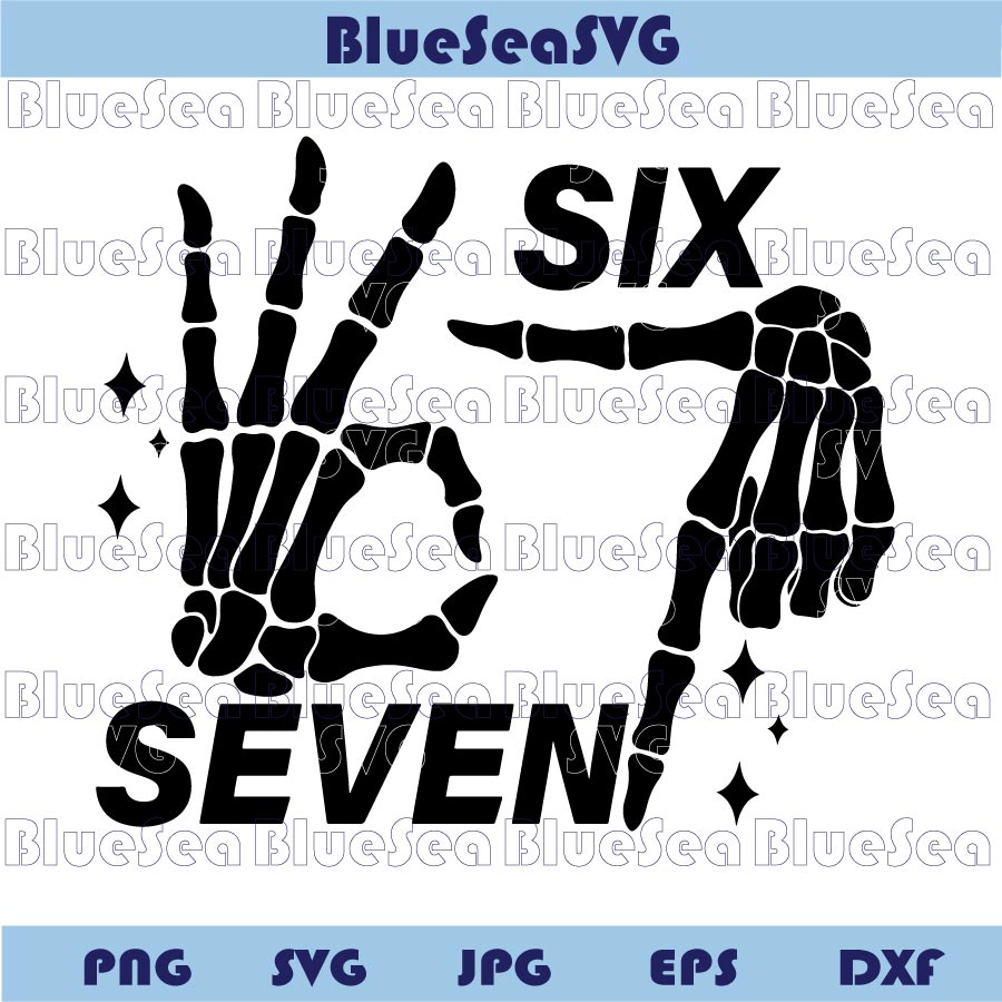 Funny Halloween Six Seven 6 7 Meme Svg Skeleton Hands 6-7 Svg Png - BundleofSVG