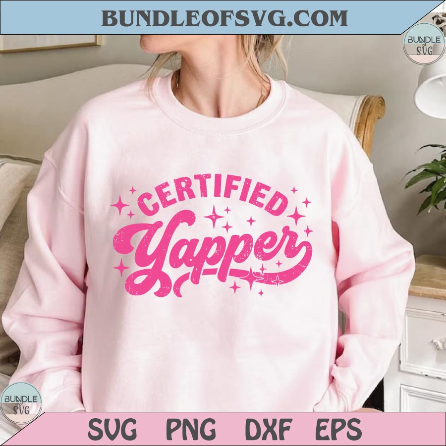 Certified Yapper Png Retro Preppy Trendy Funny Humor Quote Svg - BundleofSVG