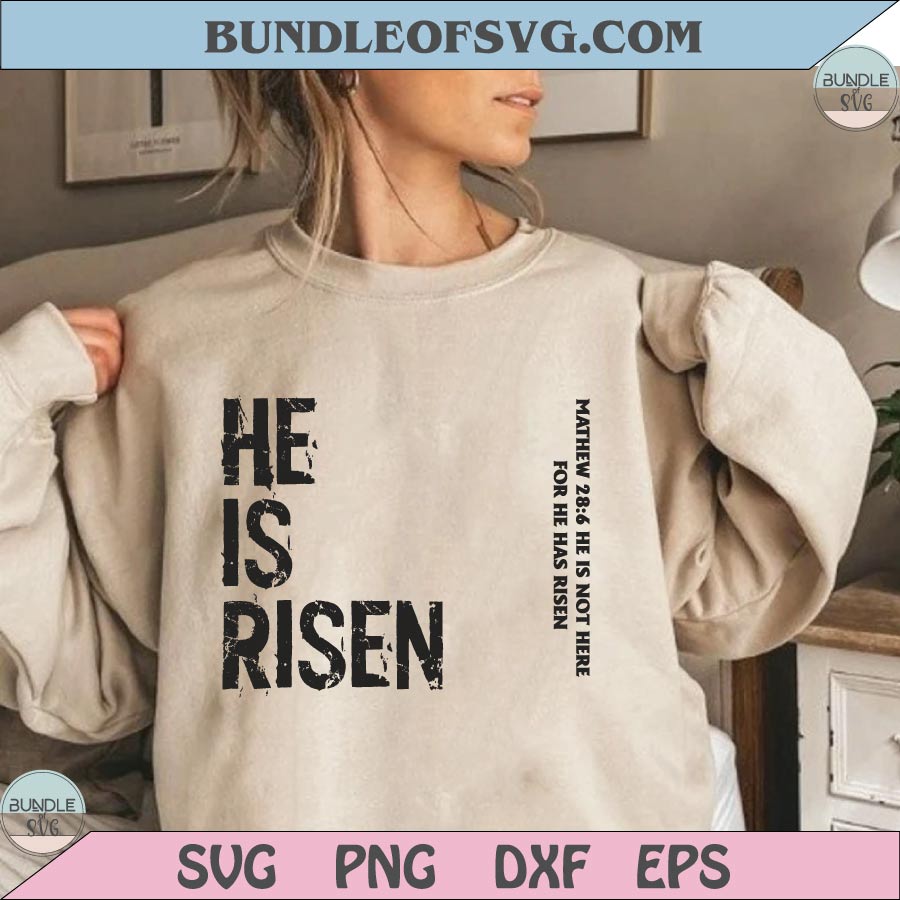 Hi Is Risen Png Matthew 28 6 Easter Png Sleeve Design Christian Png - BundleofSVG