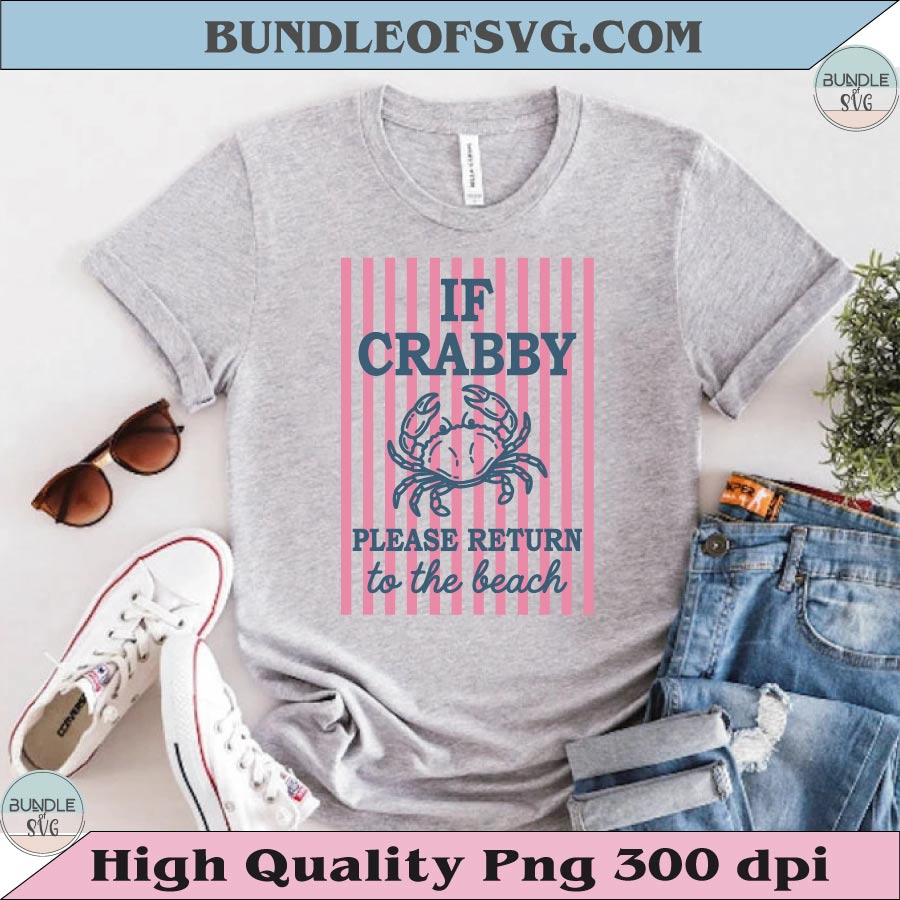 If Crabby Please Return To The Beach Svg Striped Summer Png Postage Stamp - BundleofSVG
