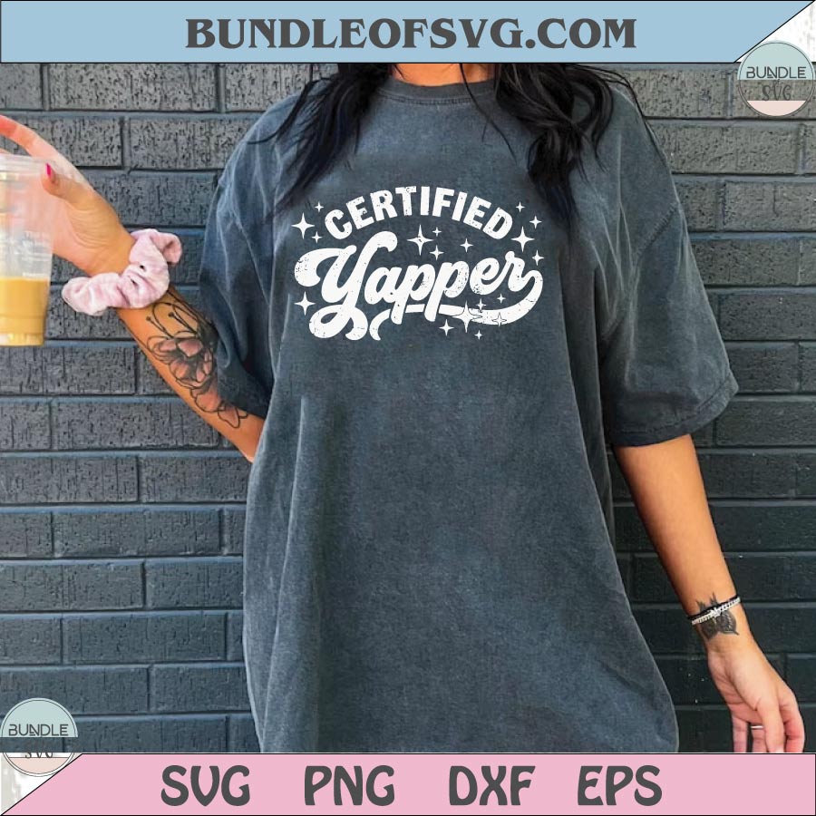 Certified Yapper Png Retro Preppy Trendy Funny Humor Quote Svg - BundleofSVG