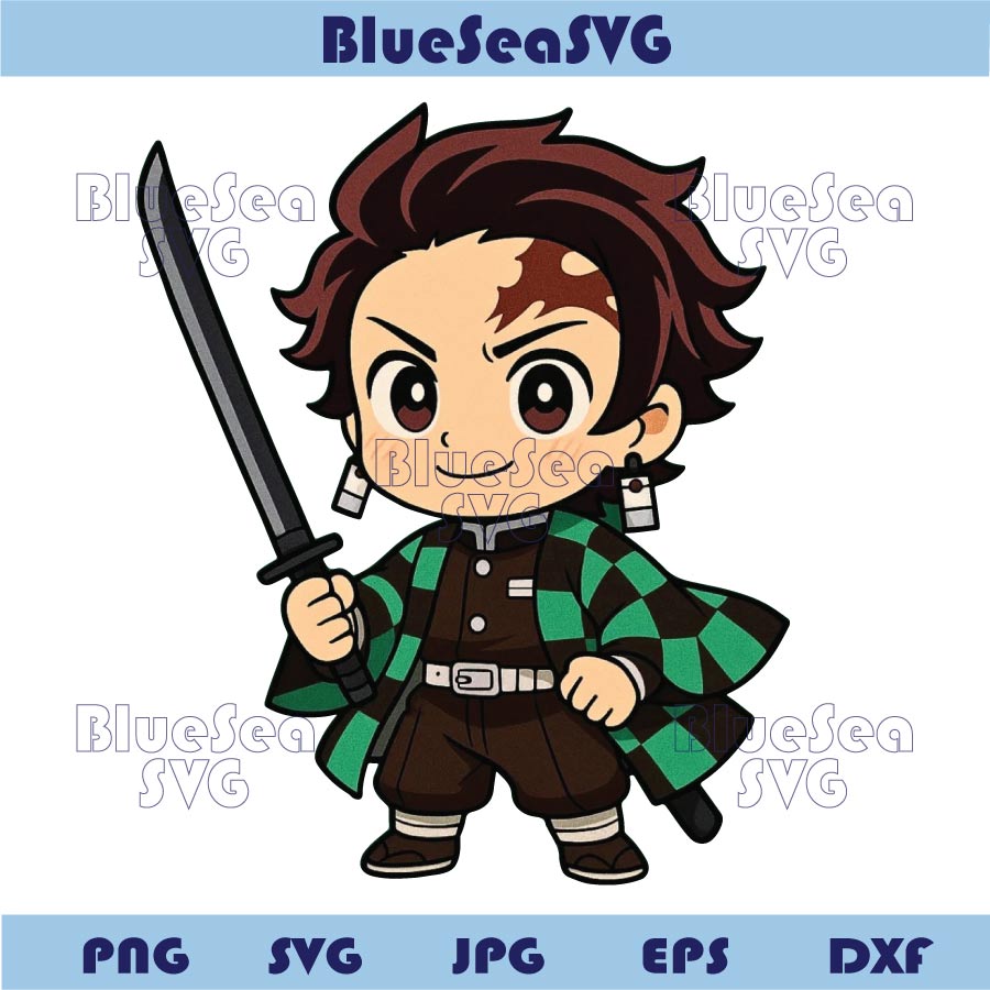 Bundle Chibi Characters Demon Slayer Png Cute Anime Lover Png Set - Blue Sea Svg
